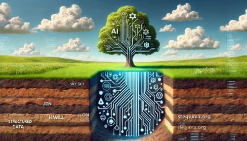 Why Your Perfect Schema Markup Doesn'T Show Visual Enhancements a 16:9 wordpress featured image, : Imagine a cutaway of sky/grass/earth/deeper soil and the tree is represented by an AI icon tree. The roots spread deep and wide and convoluted. These are structured data, JSON, schema, HTML icons. This represents what website users see on the website, and what's doing the heavy lifting underneath the pretty design